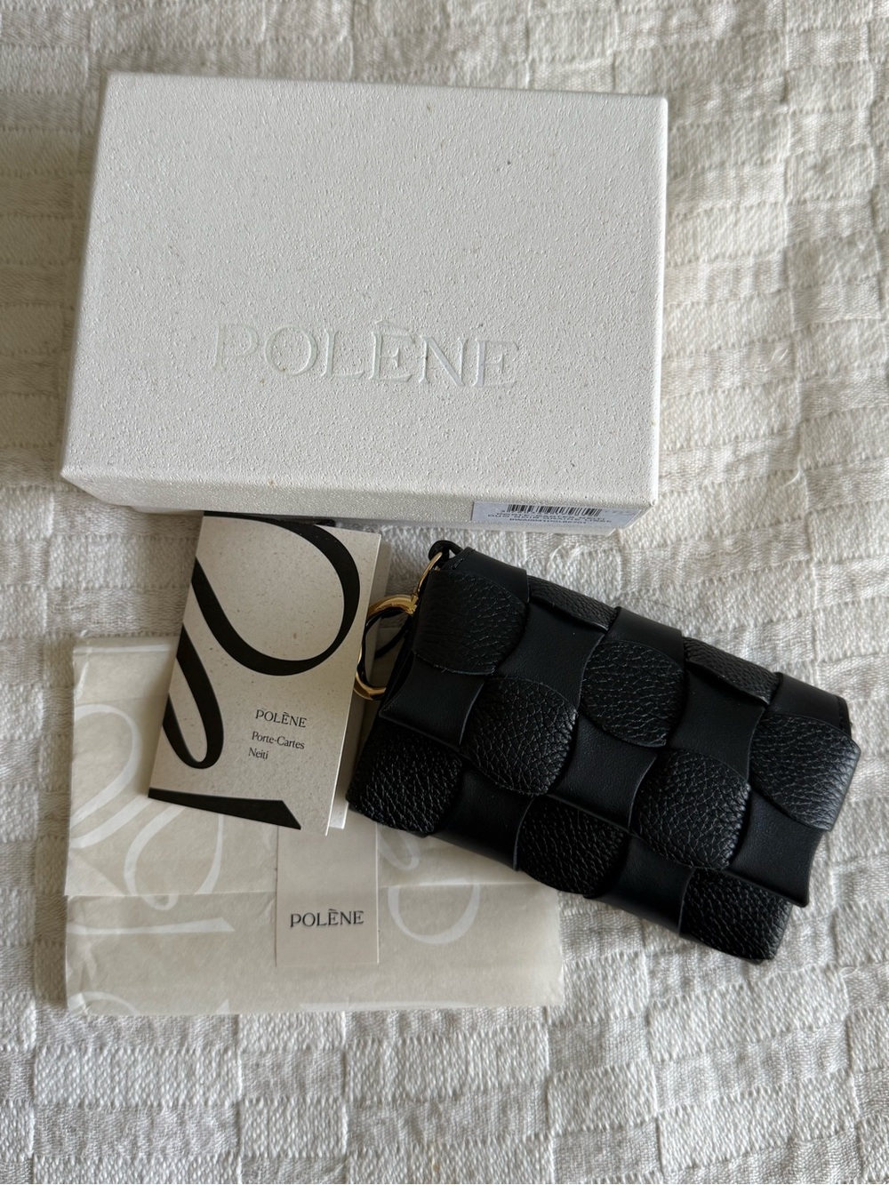 NWT Polène Neiti Card Holder in Black Leather